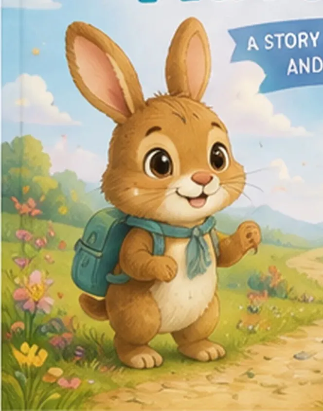 An illustrated page: Pip the rabbit setting off along a garden path